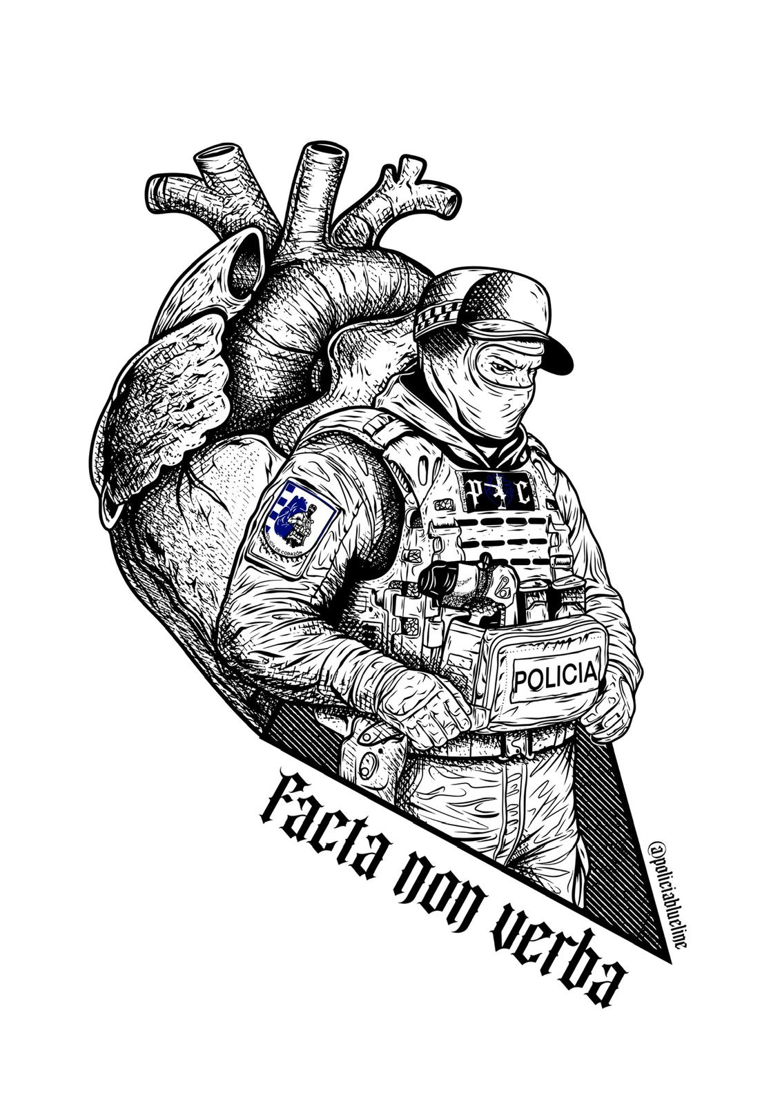 Camiseta Policía de Corazón – Edición FACTA NON VERBA